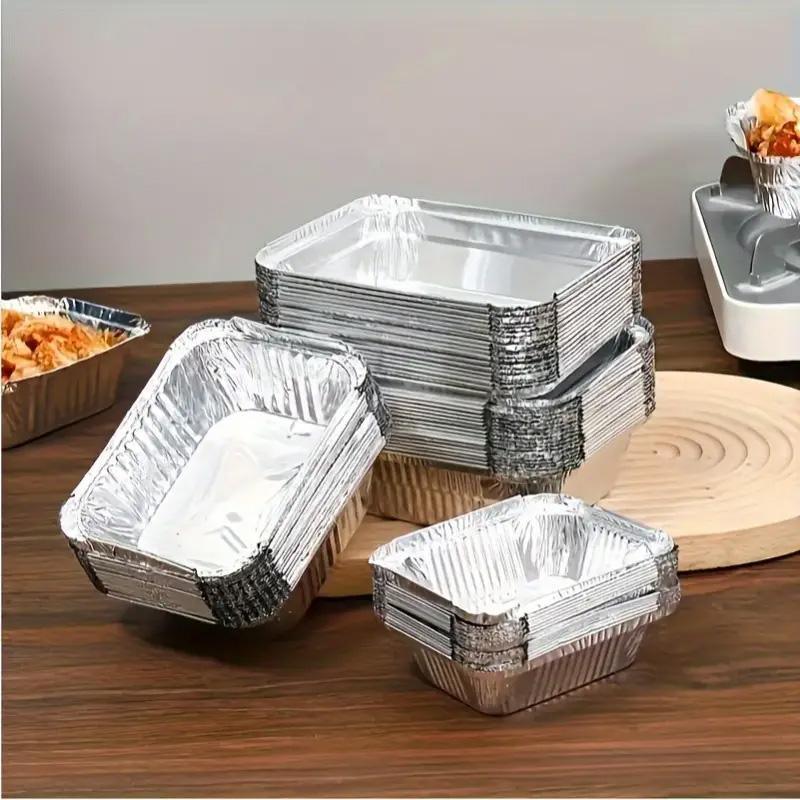 125PCS Disposable Quadrate Tin Foil Pans Oven Grill Safe Non-Stick Baking Trays - 125pcs-600ml V528-TINFOIL-BOX-125PCS-600ML-917404