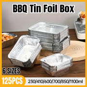 125PCS Disposable Quadrate Tin Foil Pans Oven Grill Safe Non-Stick Baking Trays - 125pcs-700ml V528-TINFOIL-BOX-125PCS-700ML-975456