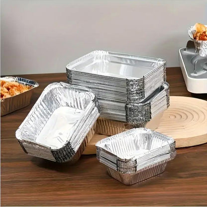 125PCS Disposable Quadrate Tin Foil Pans Oven Grill Safe Non-Stick Baking Trays - 125pcs-700ml V528-TINFOIL-BOX-125PCS-700ML-975456