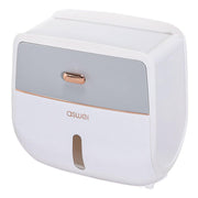 Wall-Mounted Toilet Tissue Paper Roll Holder Storage Box No punching Waterproof - Grey V528-TISSUE-BOX-GREY-179528