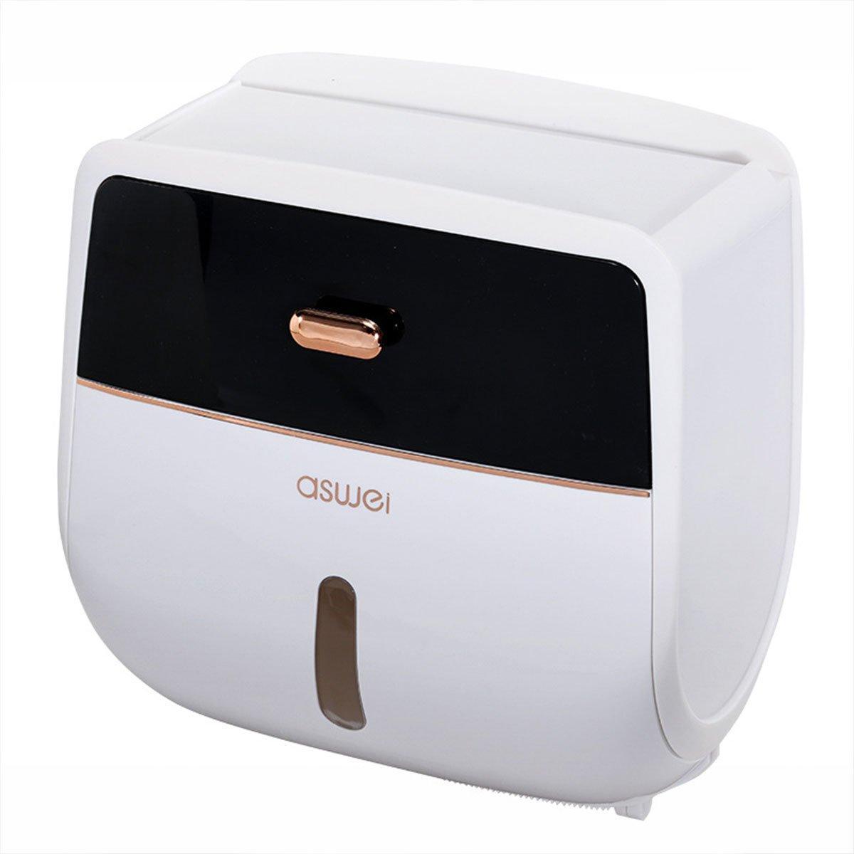 Wall-Mounted Toilet Tissue Paper Roll Holder Storage Box No punching Waterproof - Grey V528-TISSUE-BOX-GREY-179528