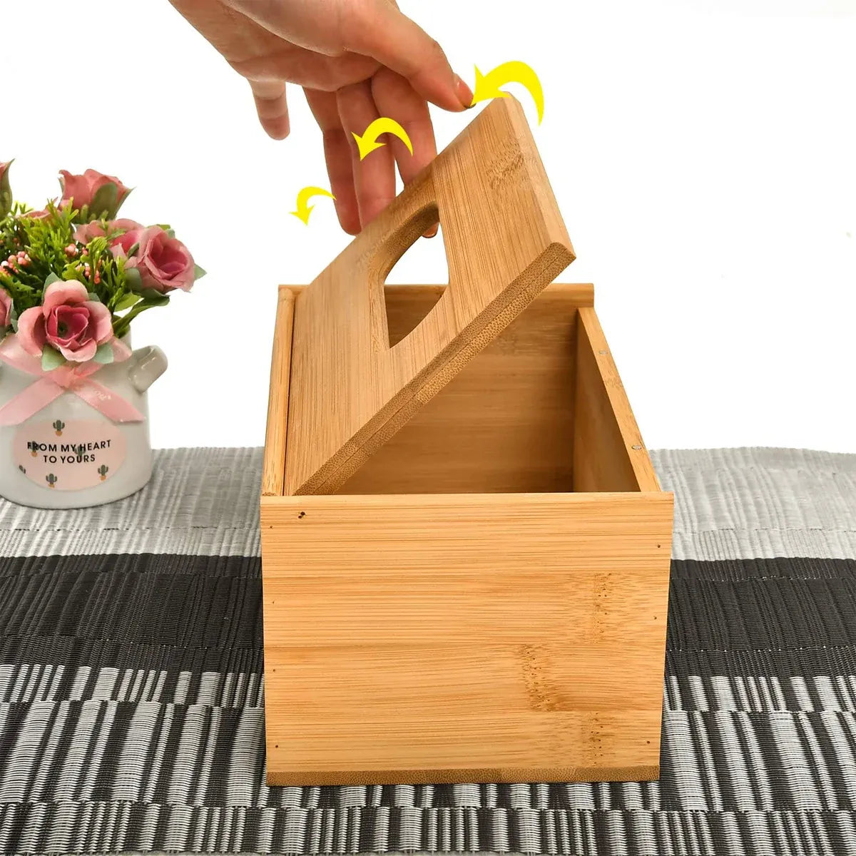 Bamboo Tissue Box Wooden Cover Dispenser Holder Storage Case for Home and Office V528-TISSUE-BOX-M-997908