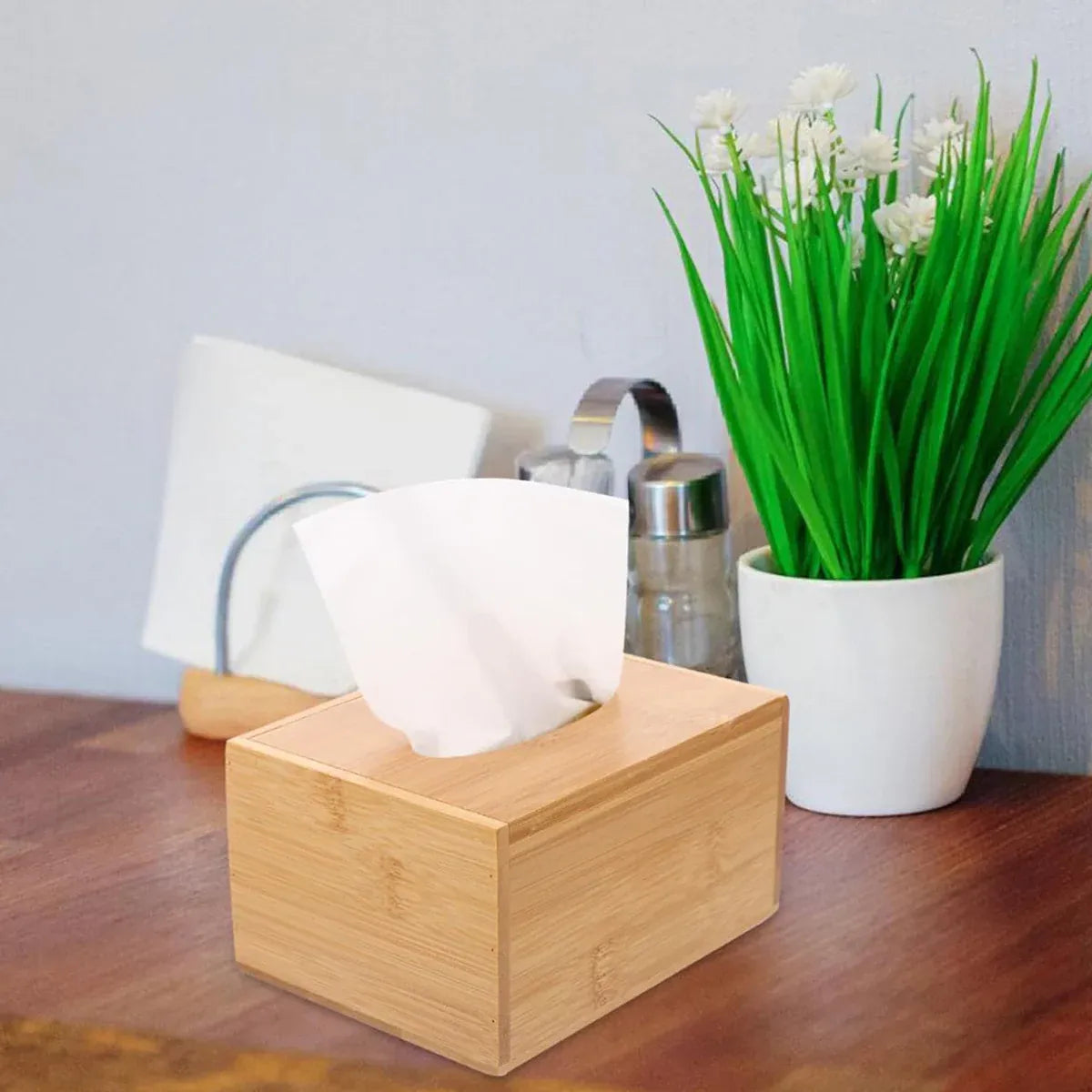 Bamboo Tissue Box Wooden Cover Dispenser Holder Storage Case for Home and Office V528-TISSUE-BOX-M-997908