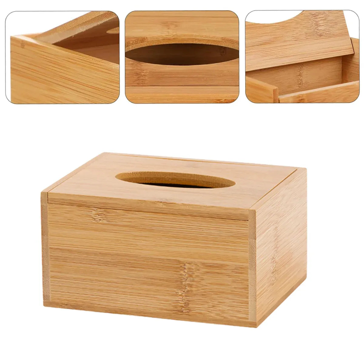 Bamboo Tissue Box Wooden Cover Dispenser Holder Storage Case for Home and Office V528-TISSUE-BOX-M-997908