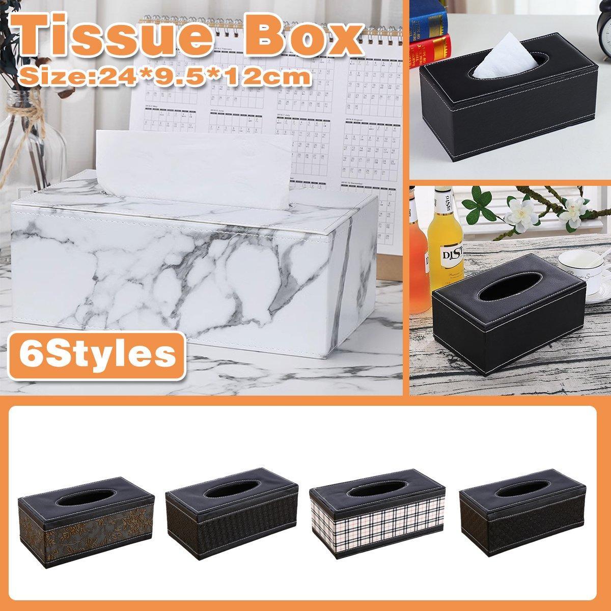 High-End PU Leather Tissue Box Holder for Hotel Home Office Decor Elegant Design - Black Woven Pattern V528-TISSUE-BOX-PJBZW-791504