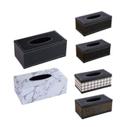 High-End PU Leather Tissue Box Holder for Hotel Home Office Decor Elegant Design - Black Woven Pattern V528-TISSUE-BOX-PJBZW-791504