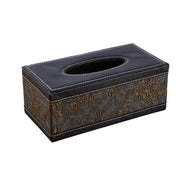 High-End PU Leather Tissue Box Holder for Hotel Home Office Decor Elegant Design - Black Woven Pattern V528-TISSUE-BOX-PJBZW-791504