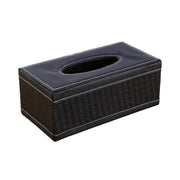 High-End PU Leather Tissue Box Holder for Hotel Home Office Decor Elegant Design - Black Woven Pattern V528-TISSUE-BOX-PJBZW-791504