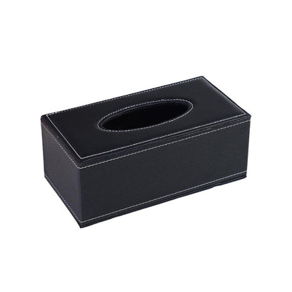 High-End PU Leather Tissue Box Holder for Hotel Home Office Decor Elegant Design - Black Woven Pattern V528-TISSUE-BOX-PJBZW-791504