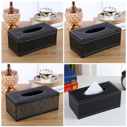 High-End PU Leather Tissue Box Holder for Hotel Home Office Decor Elegant Design - Black Buttons V528-TISSUE-BOX-PJHNK-383325
