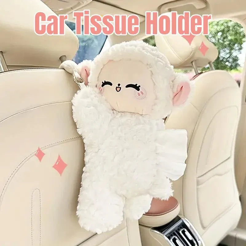 Car Tissue Box Multifunctional Hanging Drawer Box Cartoon Plush Sheep Design V528-TISSUE-BOX-SHEEP-316108