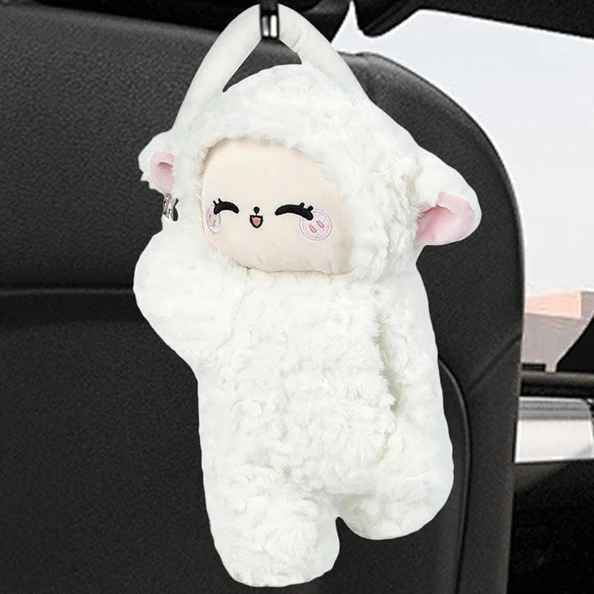 Car Tissue Box Multifunctional Hanging Drawer Box Cartoon Plush Sheep Design V528-TISSUE-BOX-SHEEP-316108