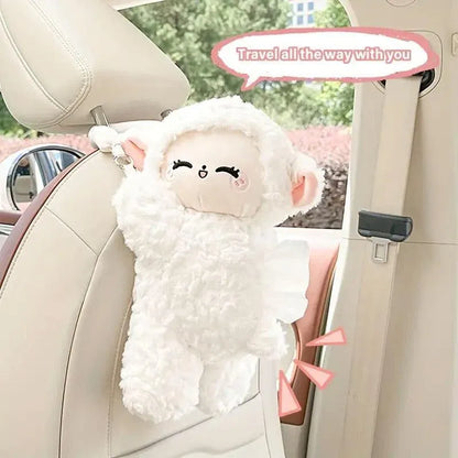 Car Tissue Box Multifunctional Hanging Drawer Box Cartoon Plush Sheep Design V528-TISSUE-BOX-SHEEP-316108