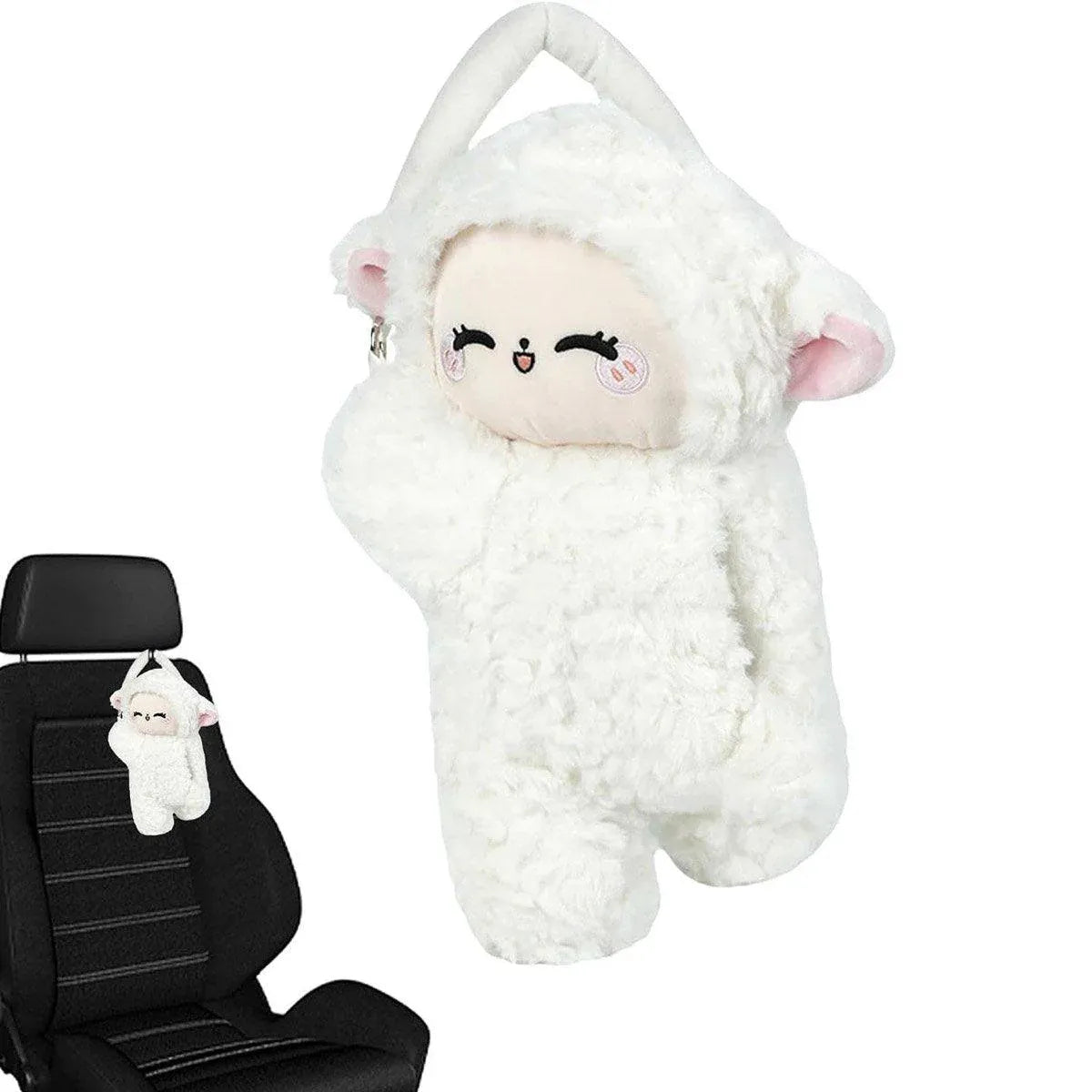 Car Tissue Box Multifunctional Hanging Drawer Box Cartoon Plush Sheep Design V528-TISSUE-BOX-SHEEP-316108