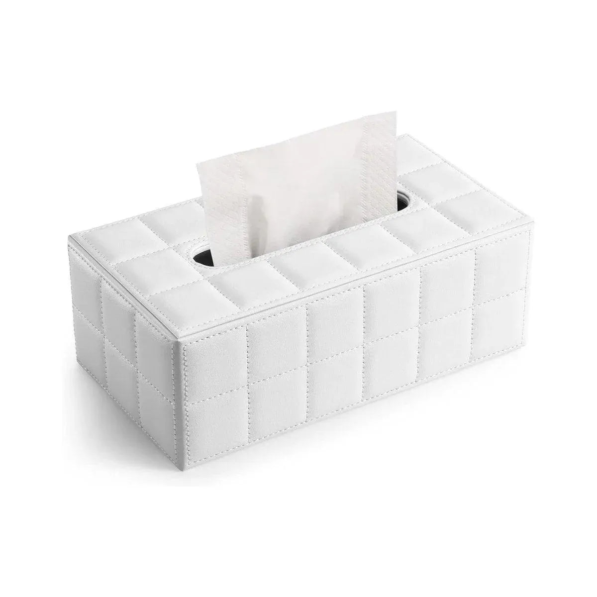 Leather Tissue Box Holder Rectangular Tissue Dispenser for Living Room Home - White V528-TISSUE-BOX-WHITE-554829