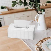 Leather Tissue Box Holder Rectangular Tissue Dispenser for Living Room Home - White V528-TISSUE-BOX-WHITE-554829