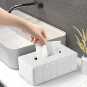 Leather Tissue Box Holder Rectangular Tissue Dispenser for Living Room Home - White V528-TISSUE-BOX-WHITE-554829