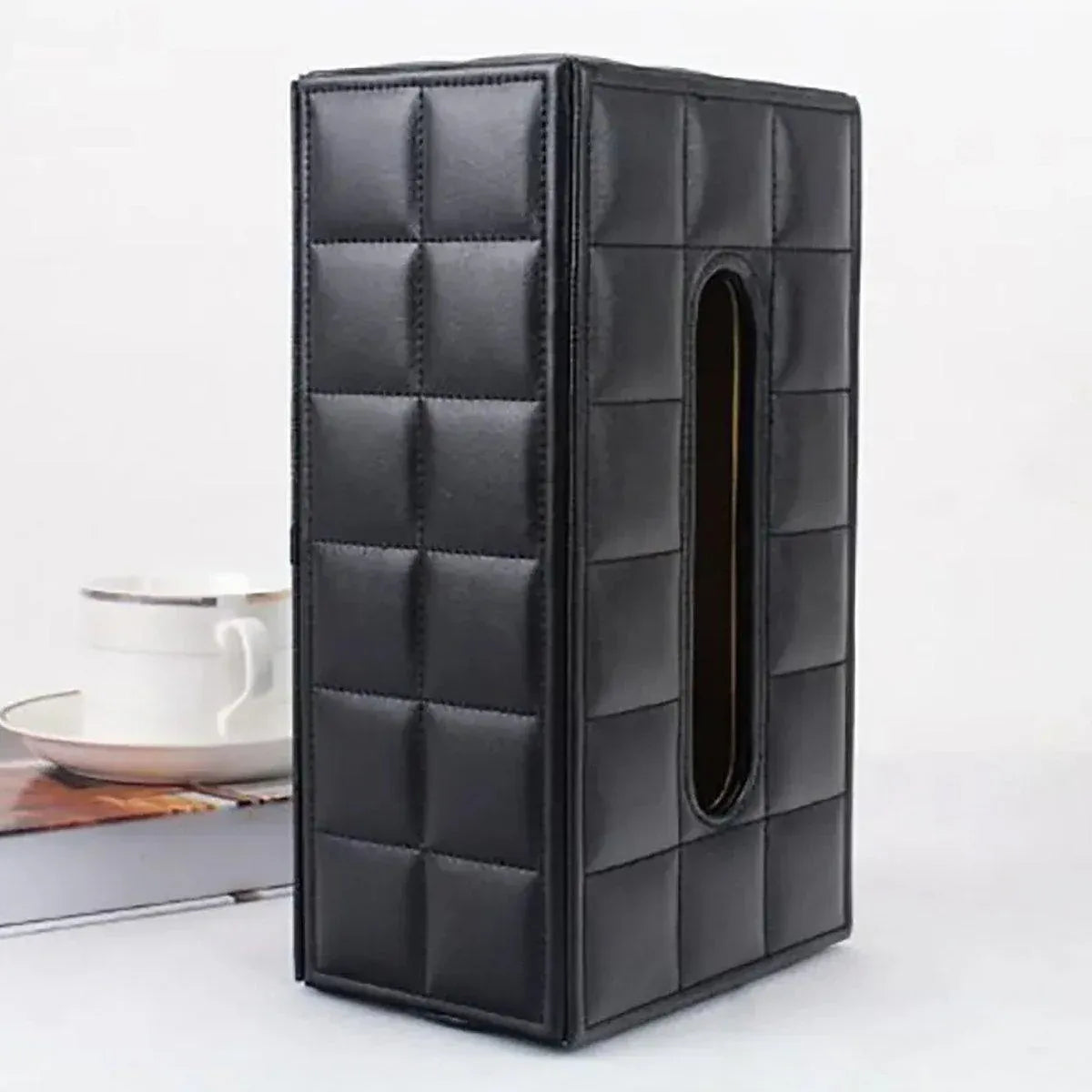 Leather Tissue Box Holder Rectangular Tissue Dispenser for Living Room Home - White V528-TISSUE-BOX-WHITE-554829