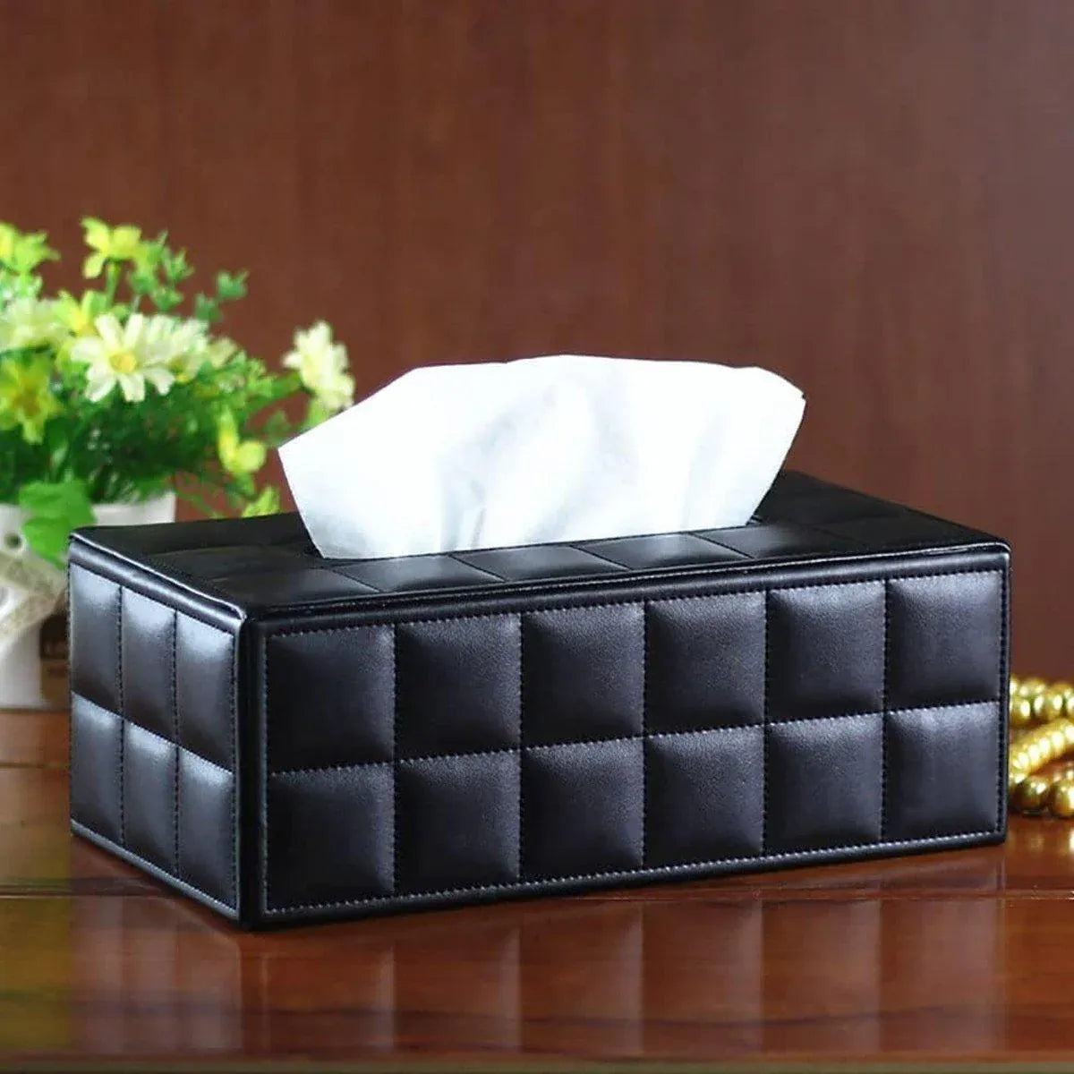 Leather Tissue Box Holder Rectangular Tissue Dispenser for Living Room Home - White V528-TISSUE-BOX-WHITE-554829