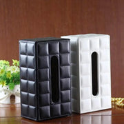 Leather Tissue Box Holder Rectangular Tissue Dispenser for Living Room Home - White V528-TISSUE-BOX-WHITE-554829