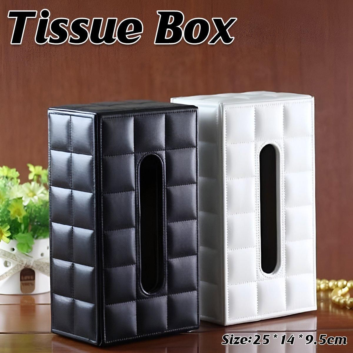 Leather Tissue Box Holder Rectangular Tissue Dispenser for Living Room Home - White V528-TISSUE-BOX-WHITE-554829