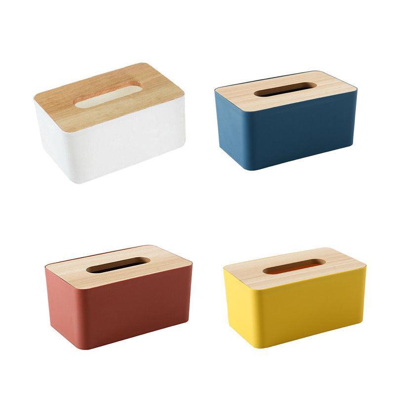 Wooden Lid Tissue Storage Box Dispenser for Napkins Desk Paper Holder Organiser - Blue V528-TISSUEBO-BLUE-34429