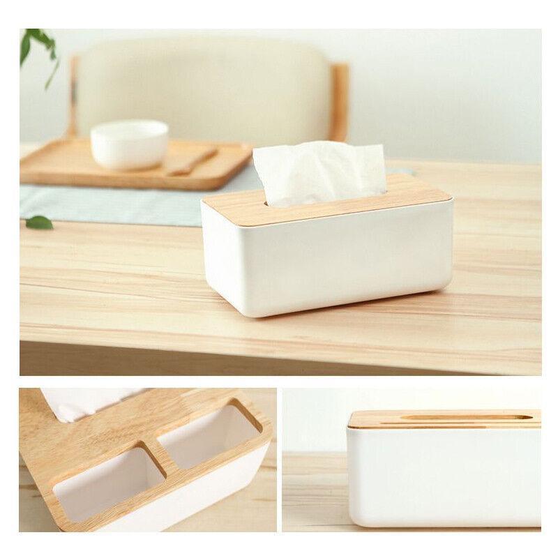 Wooden Lid Tissue Storage Box Dispenser for Napkins Desk Paper Holder Organiser - Blue V528-TISSUEBO-BLUE-34429