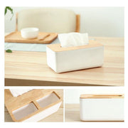 Wooden Lid Tissue Storage Box Dispenser for Napkins Desk Paper Holder Organiser - White V528-TISSUEBO-WHITE-40335