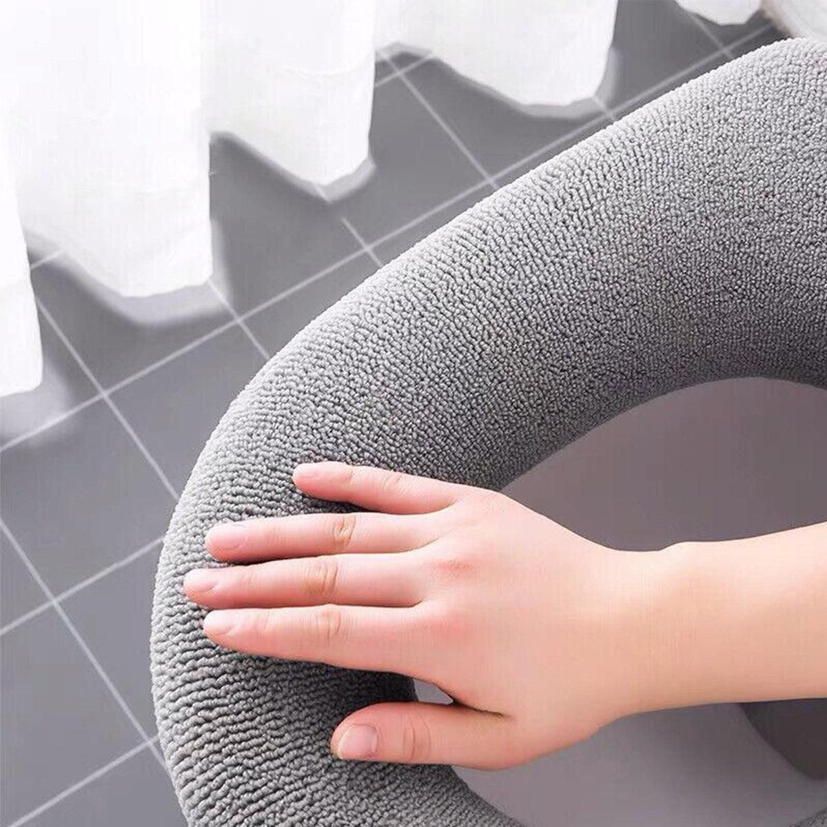 Soft Toilet Seat Bathroom Washable Warmer Cushion Mat Cover Pad Hook New Lid Au - Blue V528-TOILETSEAT-BLUE-747083