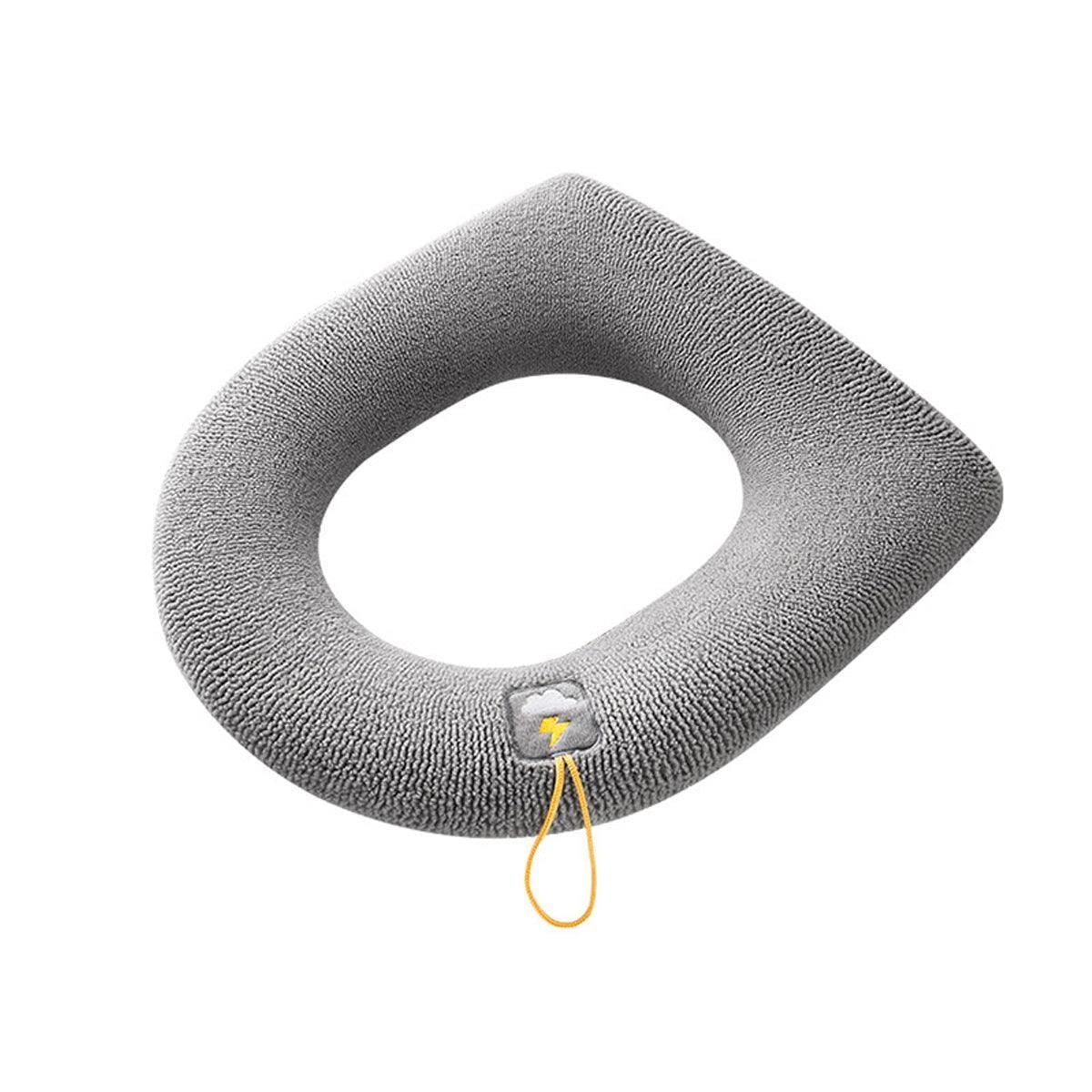 Soft Toilet Seat Bathroom Washable Warmer Cushion Mat Cover Pad Hook New Lid Au - Grey V528-TOILETSEAT-GREY-409358
