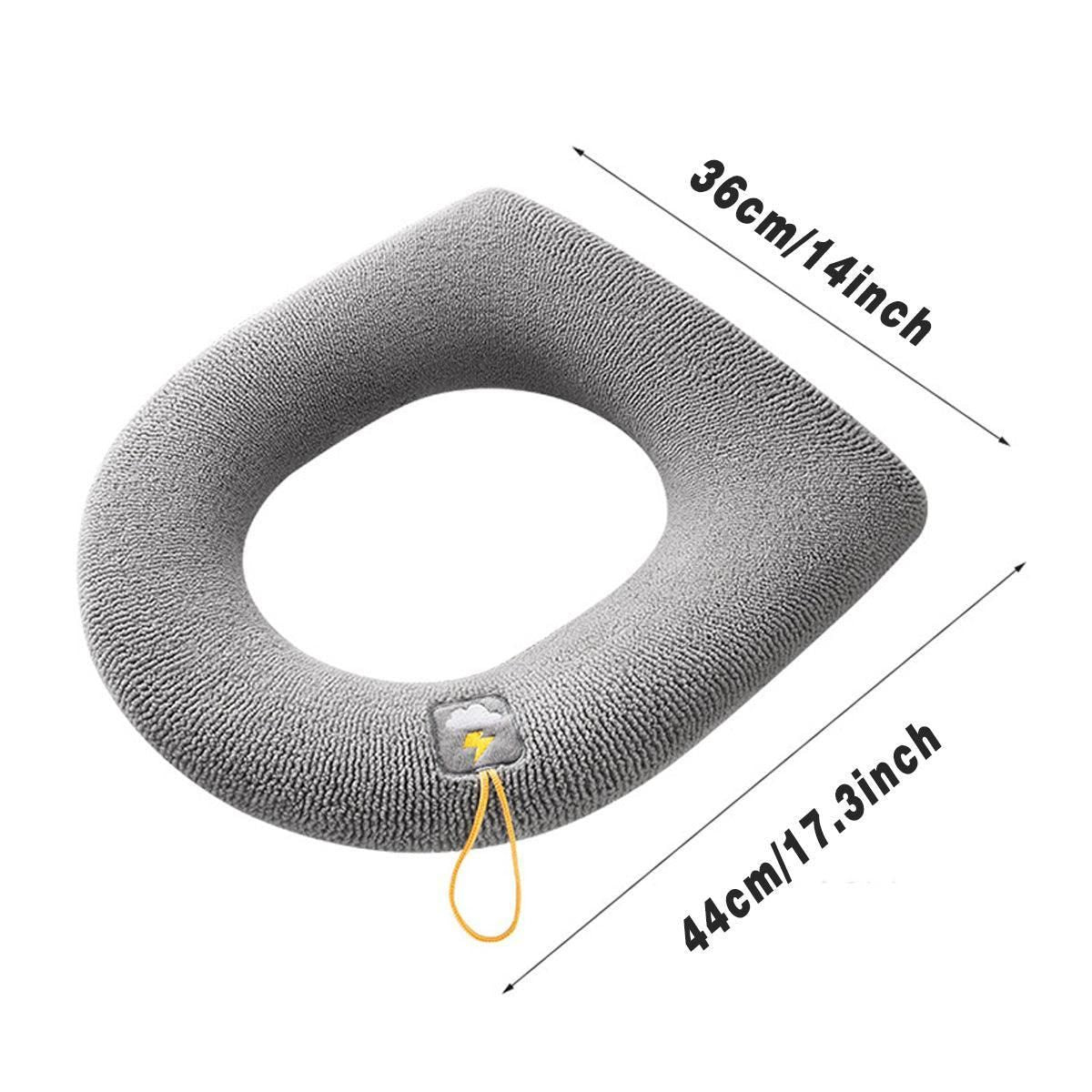 Soft Toilet Seat Bathroom Washable Warmer Cushion Mat Cover Pad Hook New Lid Au - Grey V528-TOILETSEAT-GREY-409358