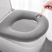 Soft Toilet Seat Bathroom Washable Warmer Cushion Mat Cover Pad Hook New Lid Au - Grey V528-TOILETSEAT-GREY-409358