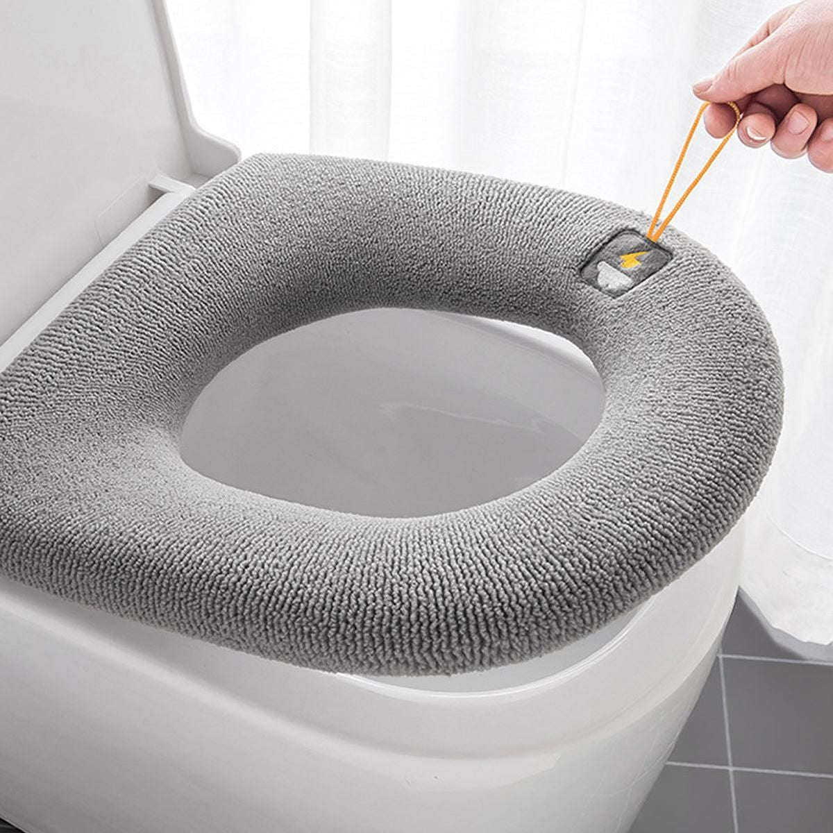 Soft Toilet Seat Bathroom Washable Warmer Cushion Mat Cover Pad Hook New Lid Au - Grey V528-TOILETSEAT-GREY-409358