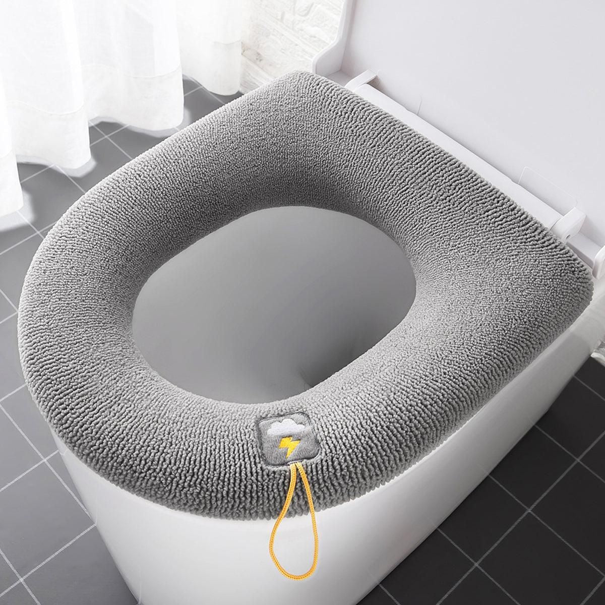 Soft Toilet Seat Bathroom Washable Warmer Cushion Mat Cover Pad Hook New Lid Au - Grey V528-TOILETSEAT-GREY-409358