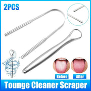2pcs Stainless Steel Tongue Scraper Oral Tools Tongue Coating Cleaner Device V528-TONGUE-SCRAPER-U-XKK-461539