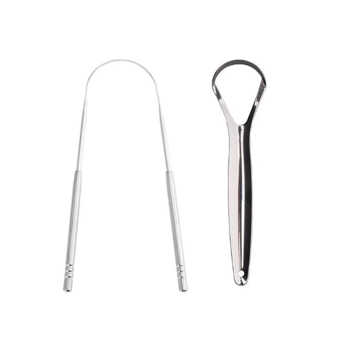 2pcs Stainless Steel Tongue Scraper Oral Tools Tongue Coating Cleaner Device V528-TONGUE-SCRAPER-U-XKK-461539