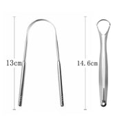 2pcs Stainless Steel Tongue Scraper Oral Tools Tongue Coating Cleaner Device V528-TONGUE-SCRAPER-U-XKK-461539