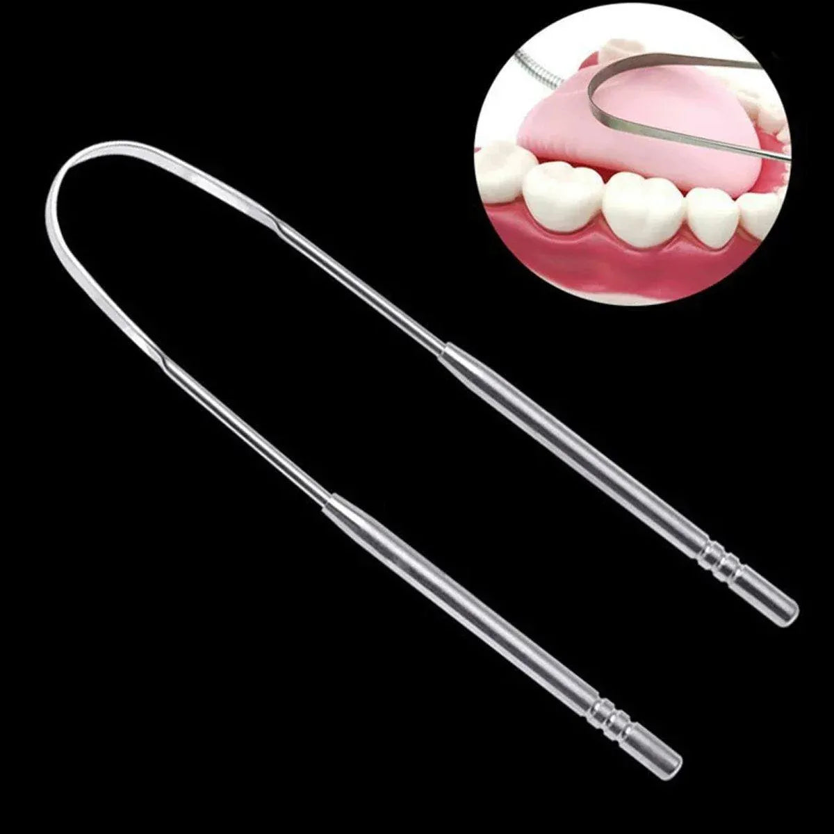 2pcs Stainless Steel Tongue Scraper Oral Tools Tongue Coating Cleaner Device V528-TONGUE-SCRAPER-U-XKK-461539
