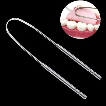 2pcs Stainless Steel Tongue Scraper Oral Tools Tongue Coating Cleaner Device V528-TONGUE-SCRAPER-U-XKK-461539