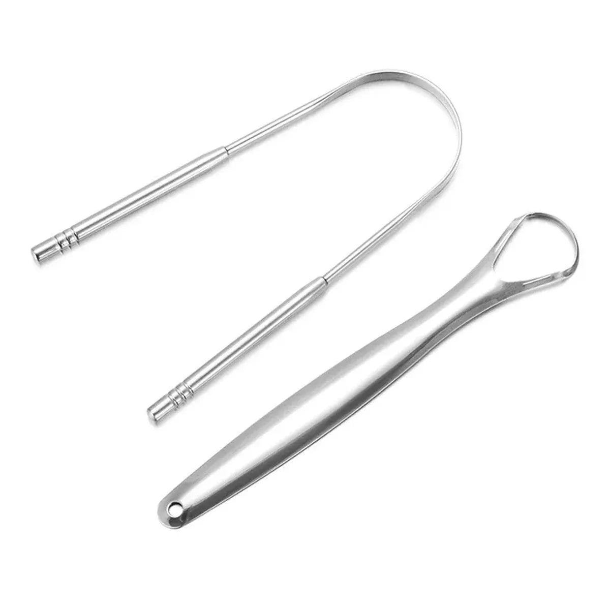 2pcs Stainless Steel Tongue Scraper Oral Tools Tongue Coating Cleaner Device V528-TONGUE-SCRAPER-U-XKK-461539