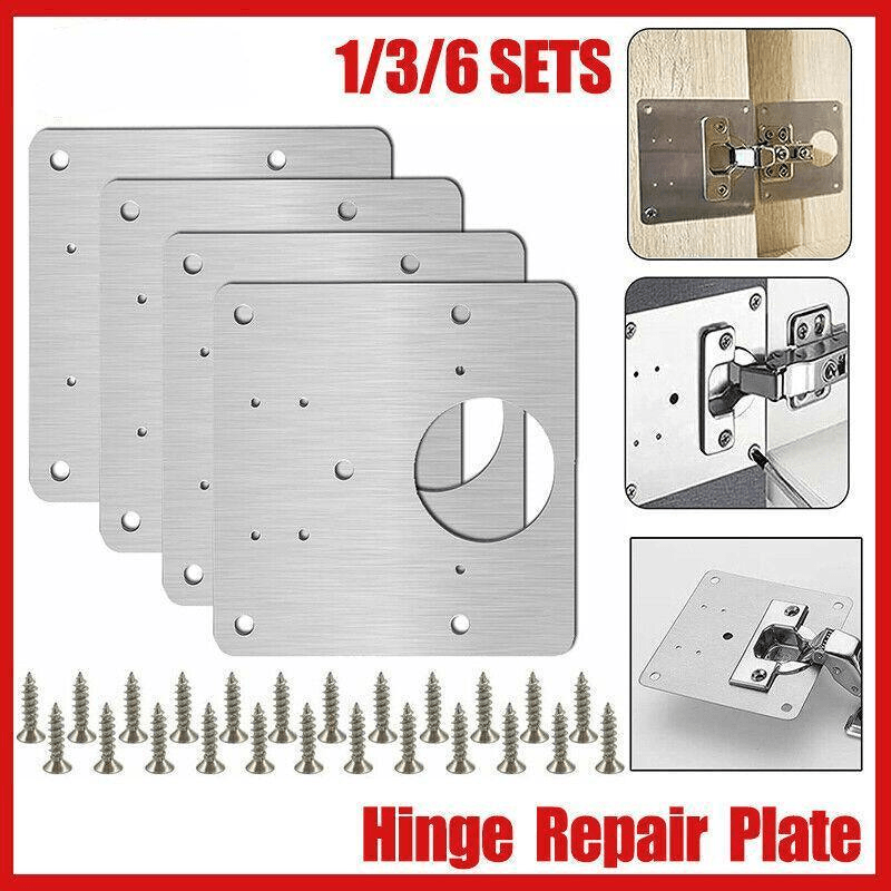 Hinge Repair Plate Rust Resistant Steel Furniture Cupboard Repair Mount Tool - 1SET V528-TOOL-1SET-48520