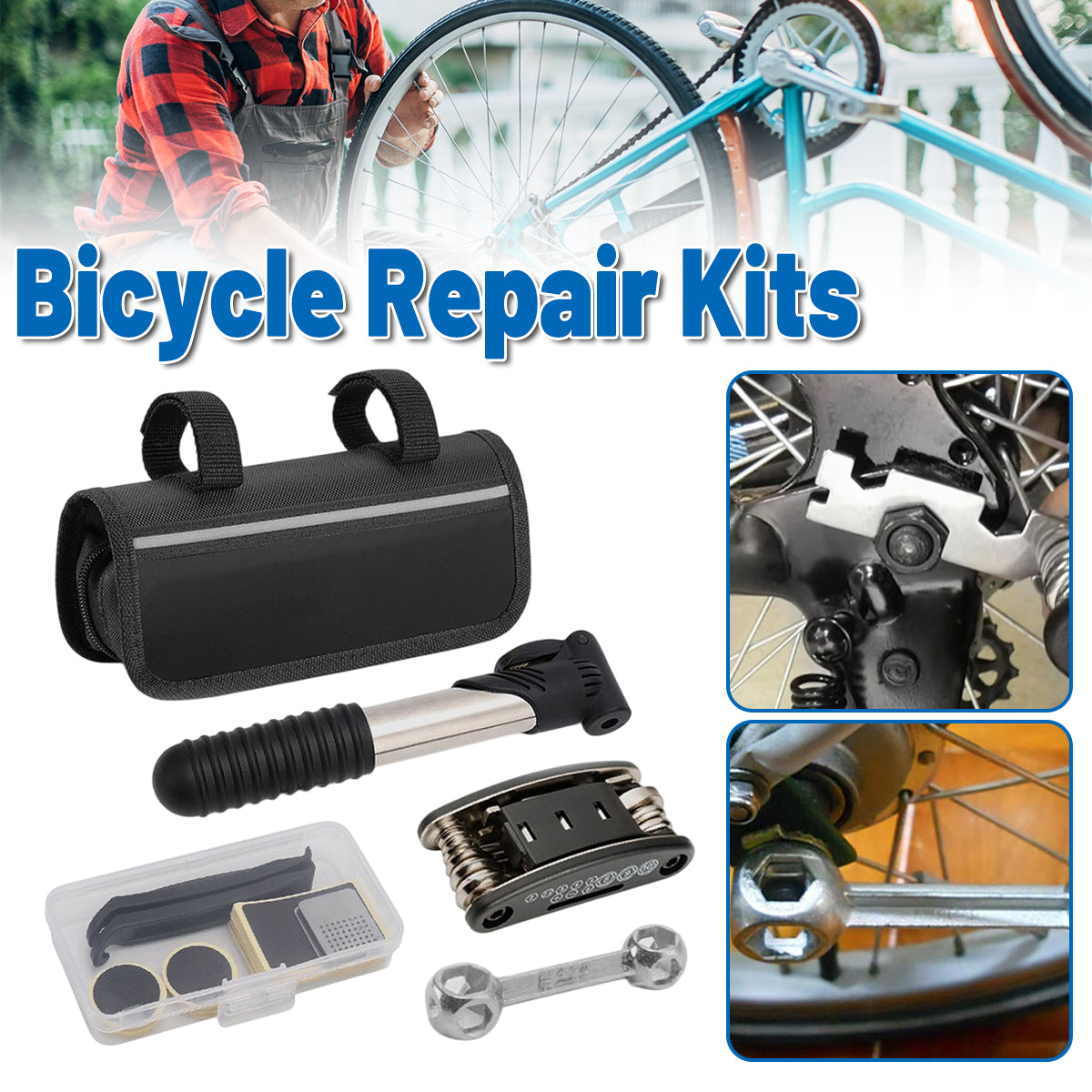 Bicycle Repair Kit with Tire Levers Patch Kit Pump Multi Tool for Mountain Bike V528-TOOLKIT-514117