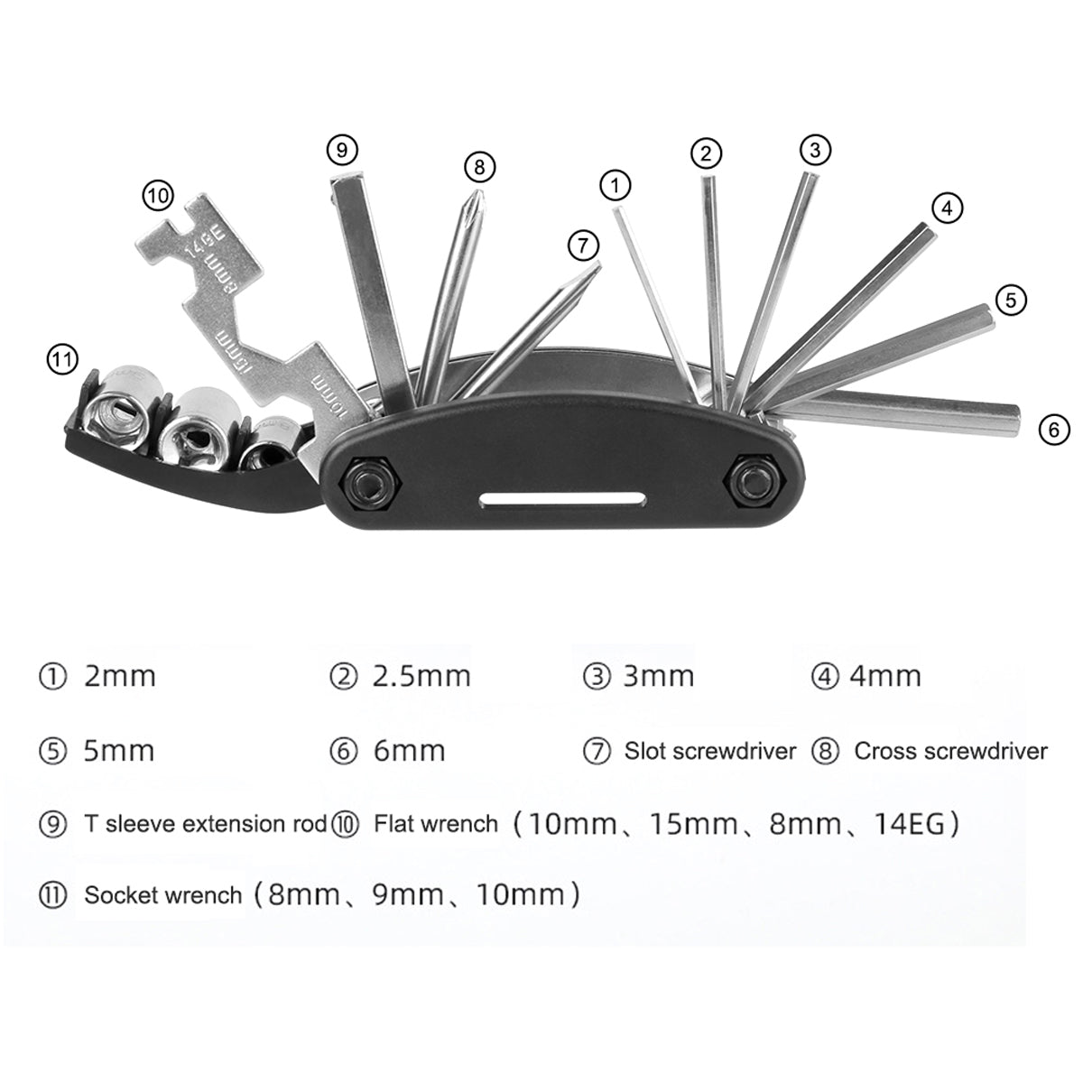Bicycle Repair Kit with Tire Levers Patch Kit Pump Multi Tool for Mountain Bike V528-TOOLKIT-514117