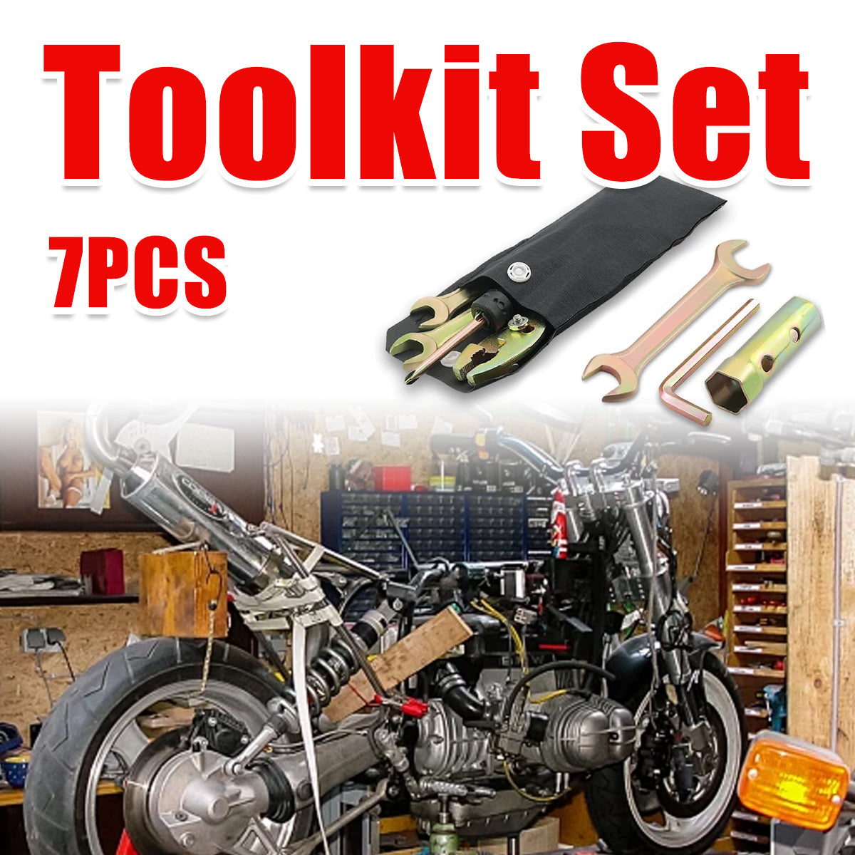 7x Universal Motorcycle Nos Compact Tool Kit For Honda Kawasaki Suzuki Yamaha V528-TOOLKIT-7PCS-578415