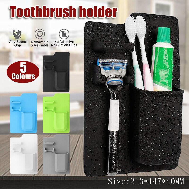 Silicone Shower Toothbrush Holder Bathroom Storage Rack for Razor and Toothpaste - Grey V528-TOOTHBRUSHRACK-GERY-96320