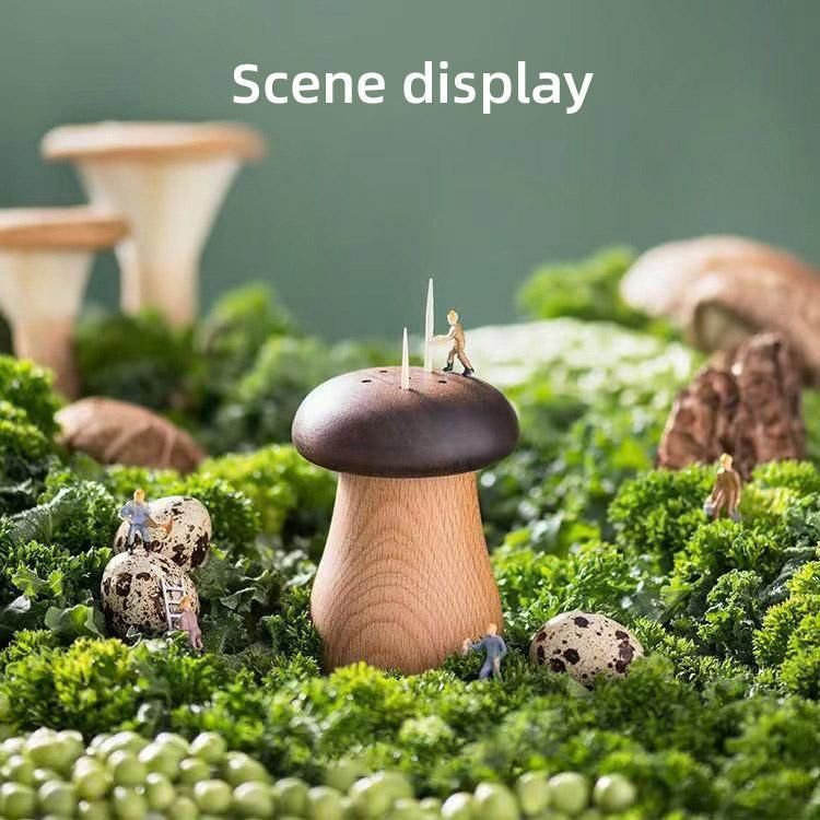 Solid Wood Toothpick Holder Black Walnut Beech Cute Mushroom Toothpick Box V528-TOOTHPICK-BOX-431527