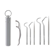 8Pcs Stainless Steel Toothpick Set Metal Flossing Portable Toothpick Box Holder V528-TOOTHPICKINGTOOL-8PCS-17407