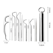 8Pcs Stainless Steel Toothpick Set Metal Flossing Portable Toothpick Box Holder V528-TOOTHPICKINGTOOL-8PCS-17407