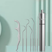 8Pcs Stainless Steel Toothpick Set Metal Flossing Portable Toothpick Box Holder V528-TOOTHPICKINGTOOL-8PCS-17407