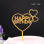 Happy Birthday Acrylic Cake Topper Cake Decoration Golden Silver Party - Gold-Double Heart Birthday V528-TOPPER-GOLDDOUBLEHEARTBIR-3002